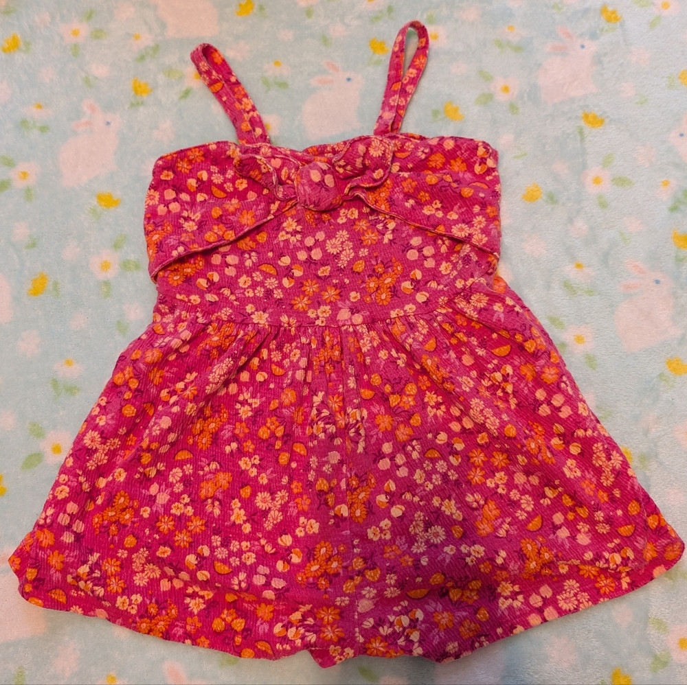Carter's Pink and Orange Floral Romper Jumper Girls 5T Summer Outfits